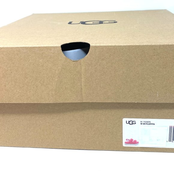 UGG Logo Women Size 1120876 PKRS OH FLUFFITA Platform Slide Pink Slippers Sandal - Picture 8 of 9